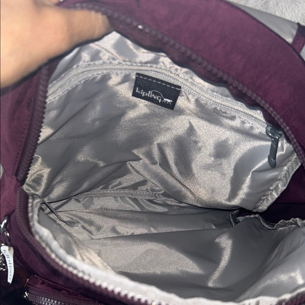 Kipling Queenie Burgundy Backpack with Keychain - Picture 11 of 16
